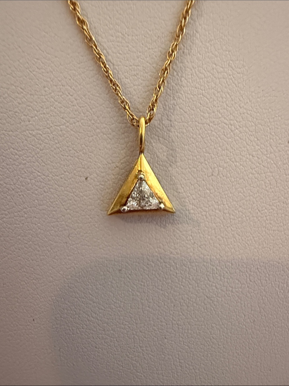 18k Gold Triangle diamond Pendant Necklace with 18 k yellow gold chain